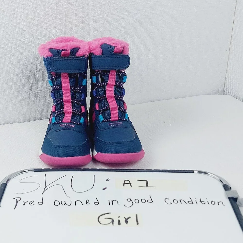 Merrell Girls' Blue Pink Snow Crush 2.0 Waterproof Winter Boots Size 5M